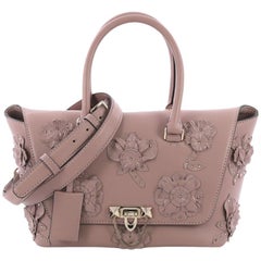 Valentino Demilune Flap Satchel Leather with Studded Applique Small