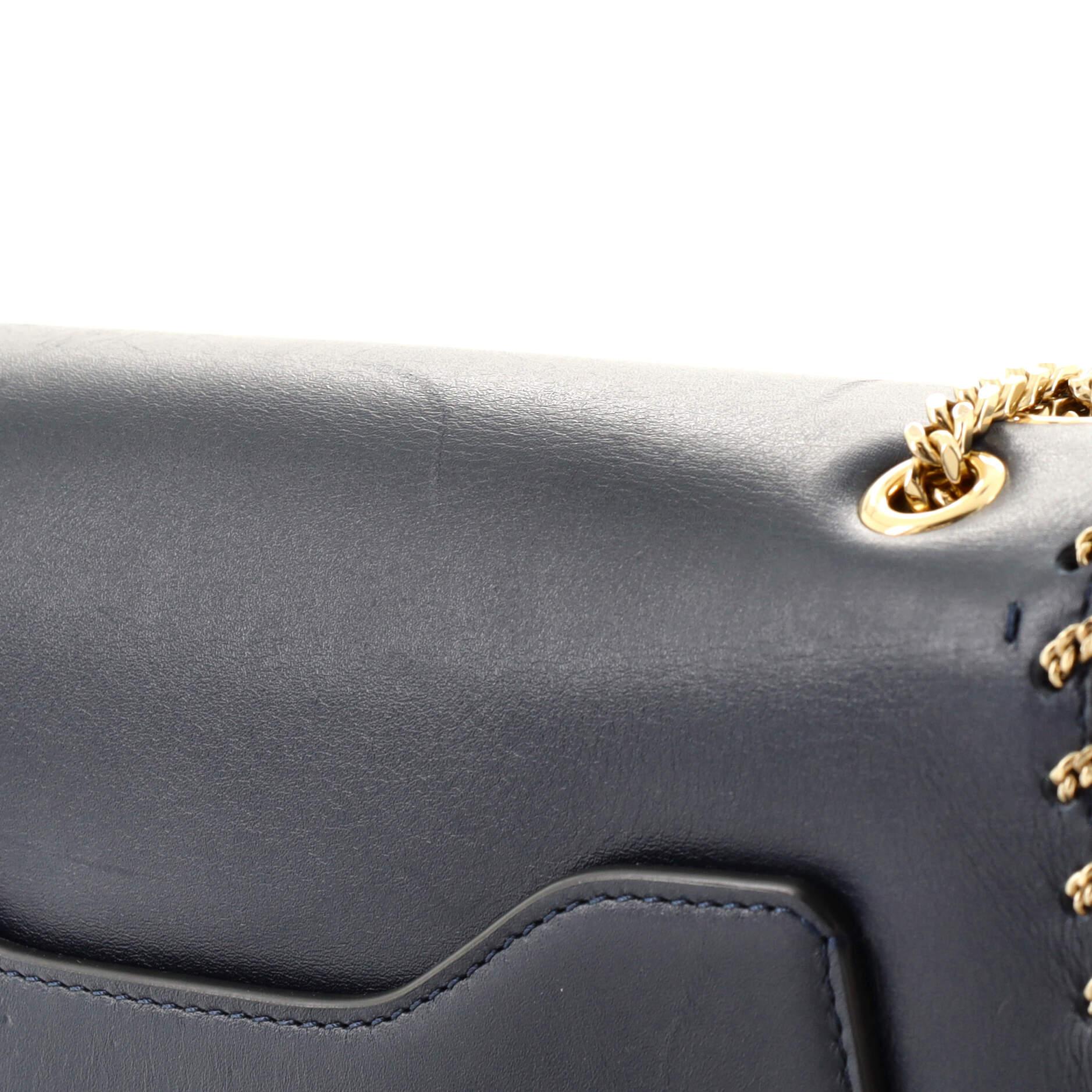 Valentino Demilune Shoulder Bag Chain Whipstitch Leather Small 2
