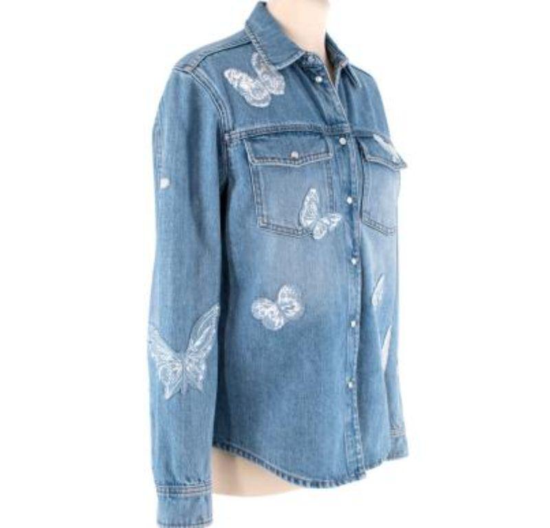 Valentino denim butterfly embroidered shirt For Sale 1