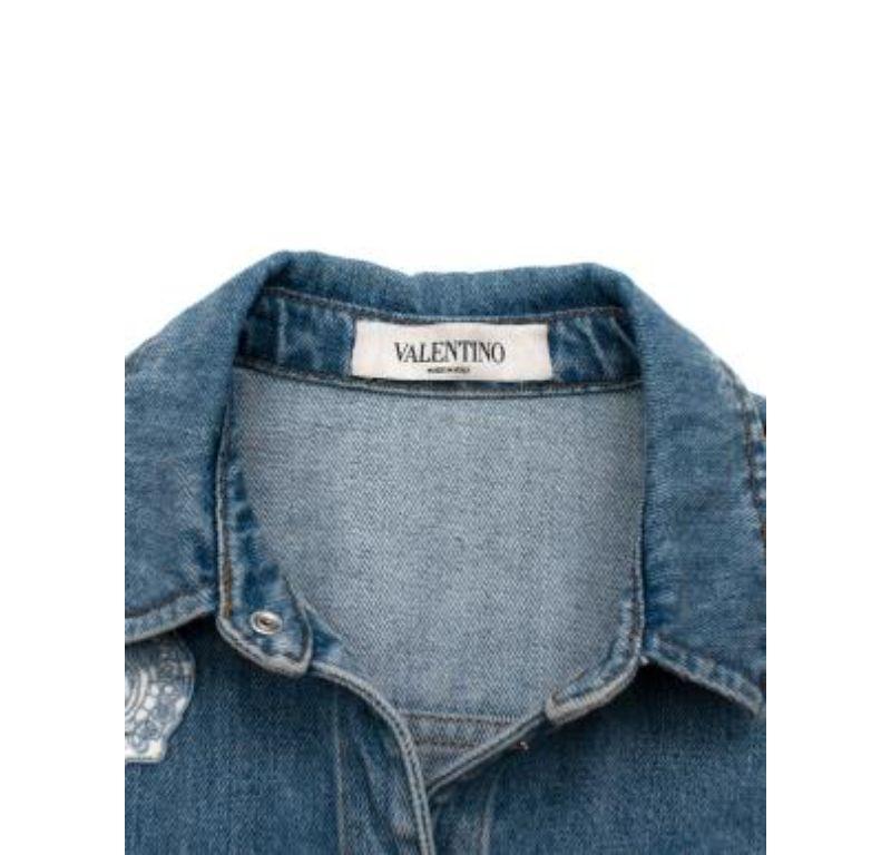 Valentino denim butterfly embroidered shirt For Sale 2