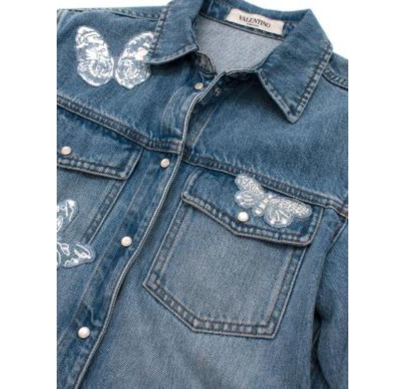Valentino denim butterfly embroidered shirt For Sale 4