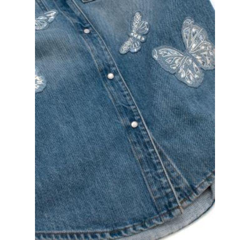 Valentino denim butterfly embroidered shirt For Sale 5