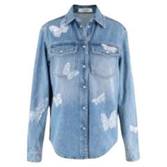 Valentino denim butterfly embroidered shirt