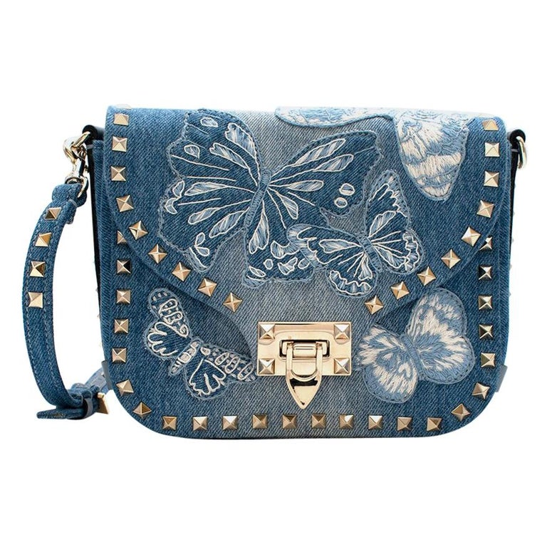 Valentino Denim Embroidered Butterfly Cross Body Bag at 1stDibs | valentino  butterfly, valentino denim bag