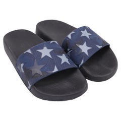 Valentino Denim Stars Slide Sandals in Blue Rubber