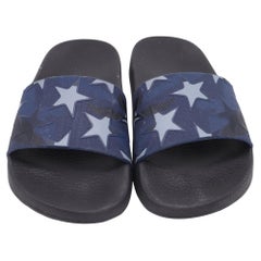 Valentino Denim Stars Slide Sandals in Blue Rubber