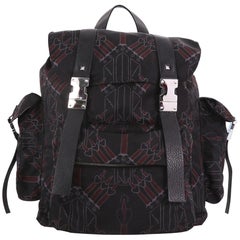 Valentino Double Buckle Backpack Love Blade Printed Nylon Large