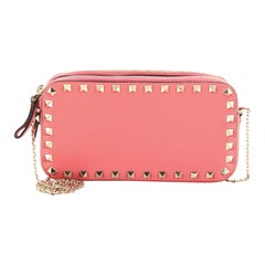 Valentino Double Zip Clutch with Chain Leather Small