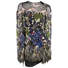Valentino Dress - Landscape Embroidered Cape Sleeve Macrame Cape