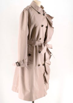Valentino Dusky Pink Silk Blend Ruffled Trench Coat 14 UK