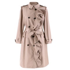 Valentino Dusky Pink Silk Blend Ruffled Trench Coat 14 UK