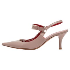 Valentino Dusty Pink Leather Chain Link Slingback Pumps Size 38