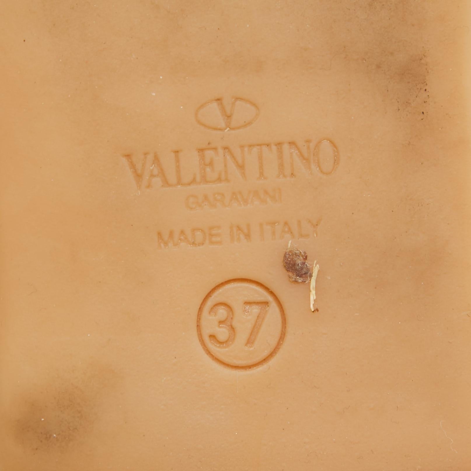 Valentino Dusty Pink Leather Escape V logo Espadrille Platform Mules Size 37 For Sale 1