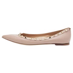 Valentino Dusty Pink Leather Rockstud Ballet Flats Size 40.5