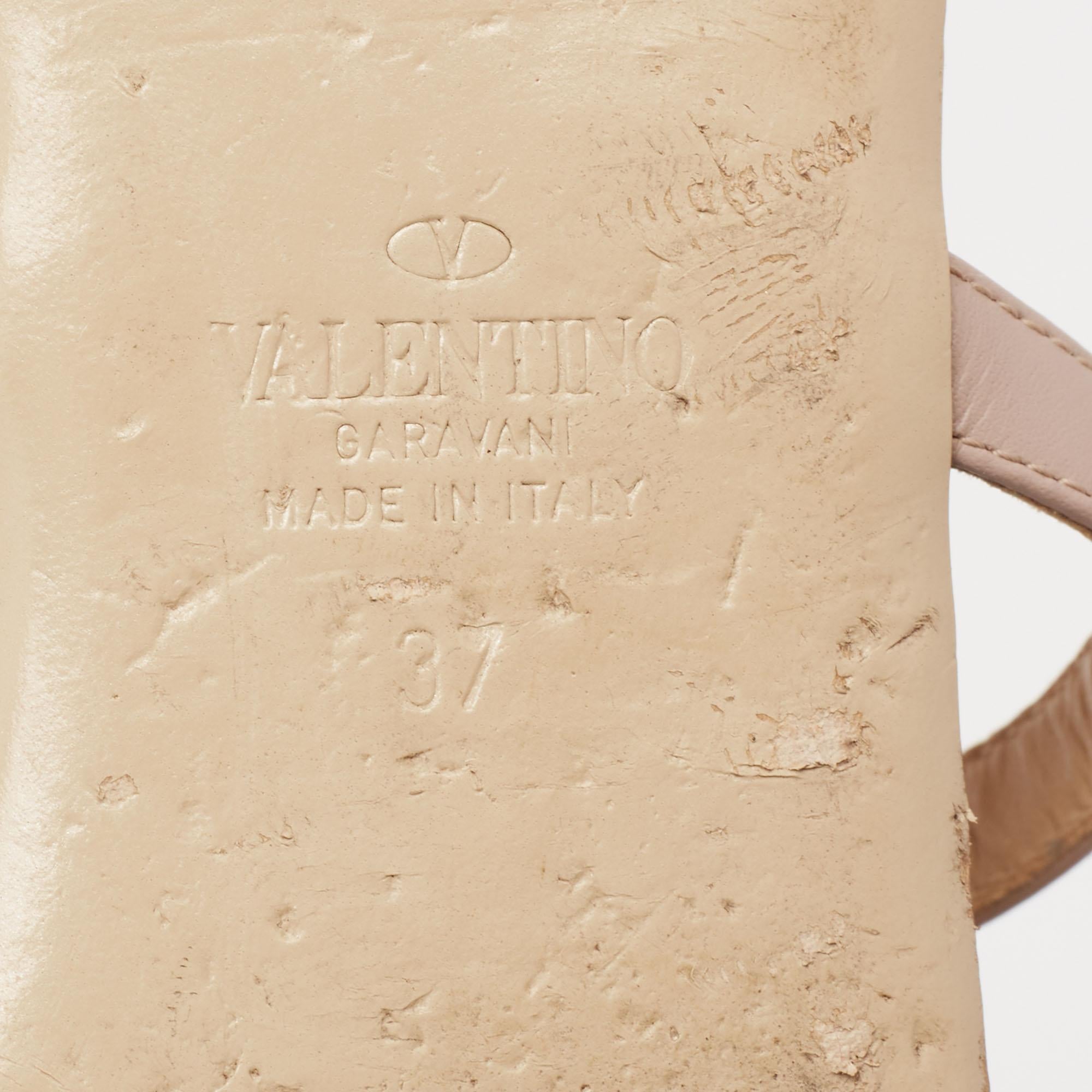 Valentino Dusty Pink Leather Rockstud Flat Slides Size 37 3