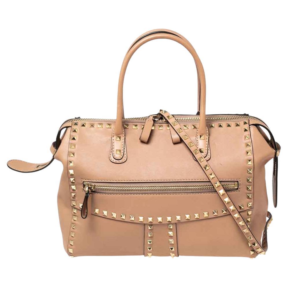Valentino Beige Leather Small BRockstud Shoulder Bag at 1stDibs
