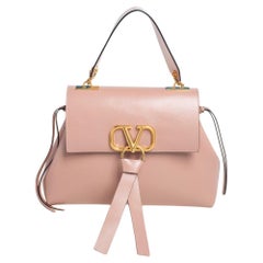 Valentino Dusty Pink Leather Small VRING Top Handle Bag
