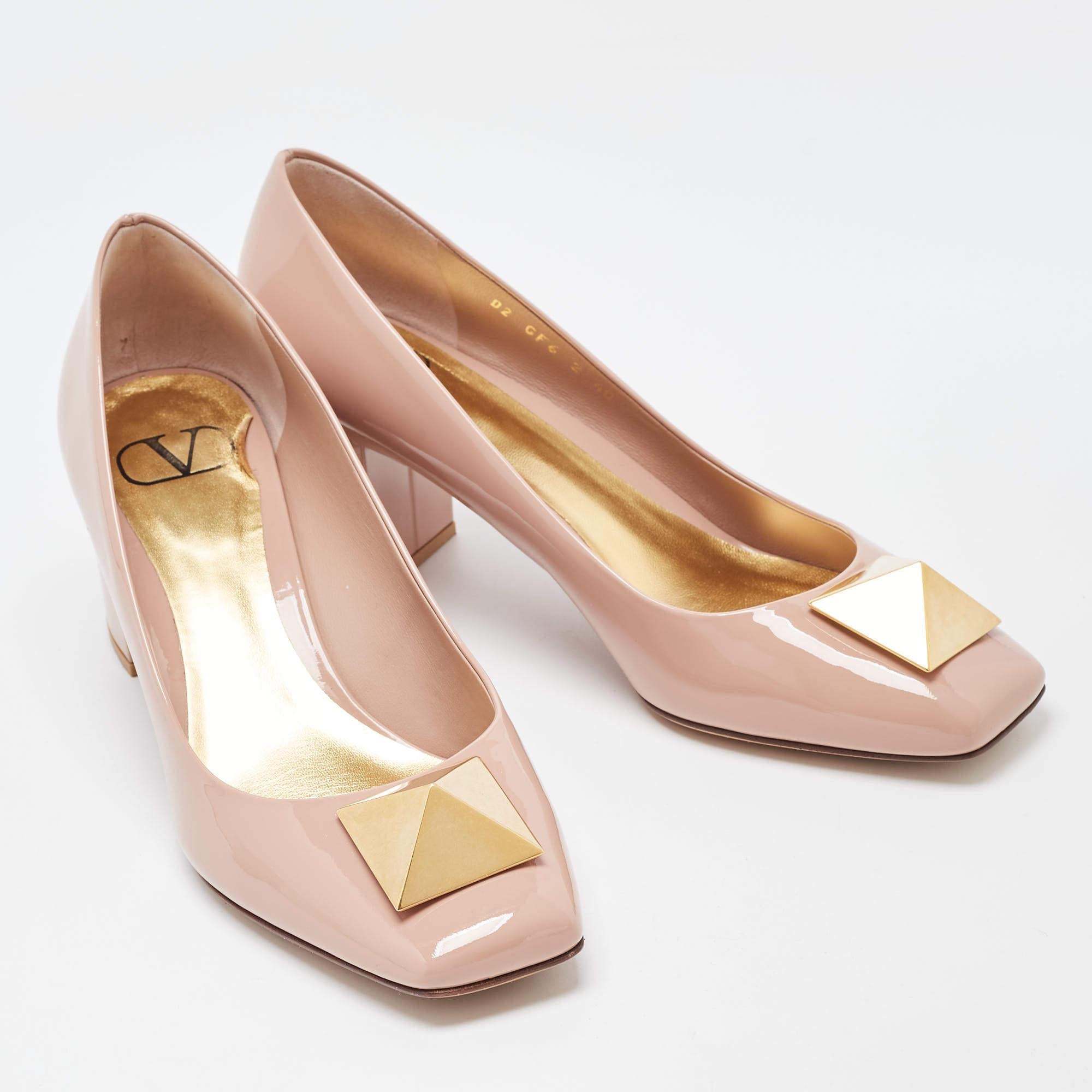 Women's Valentino Dusty Pink Patent Leather One Stud Pumps Size 40