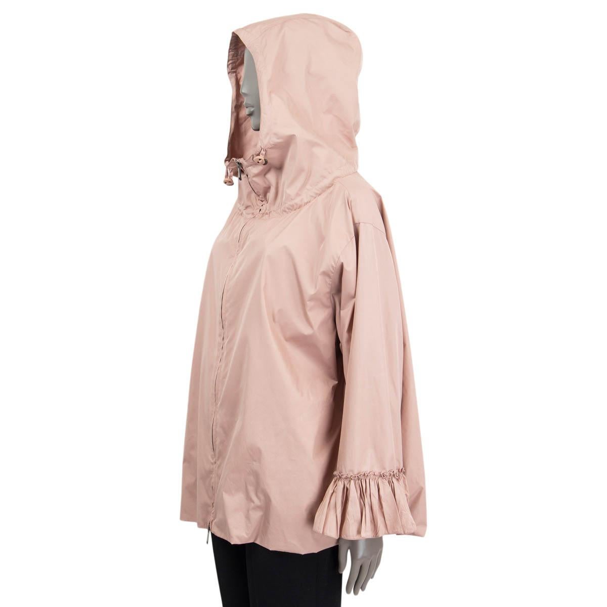 Women's VALENTINO dusty pink polyester LOGO HOODED WINDBREAKER Jacket 40 S For Sale