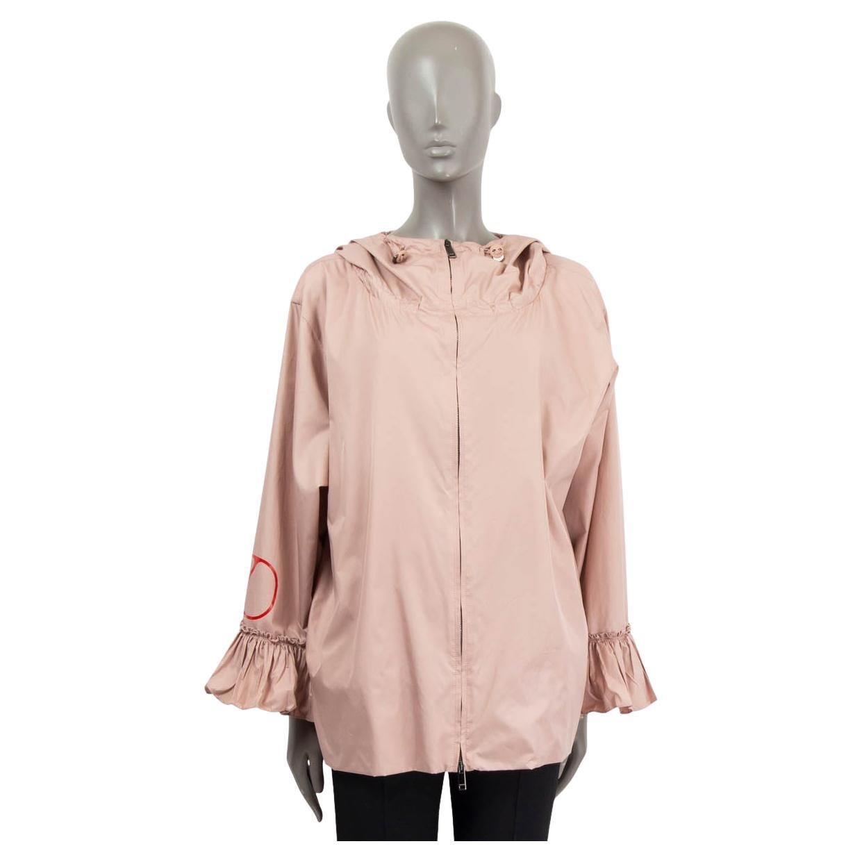 VALENTINO dusty pink polyester LOGO HOODED WINDBREAKER Jacket 40 S For Sale