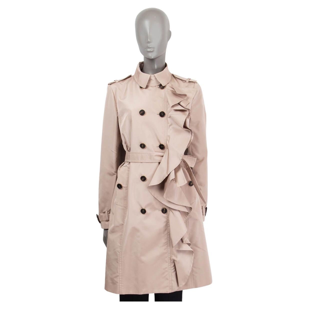 VALENTINO dusty pink silk SIDE RUFFLED TRENCH Coat Jacket 12 M For Sale