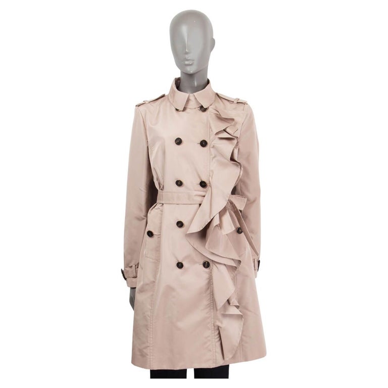 VALENTINO dusty pink silk SIDE RUFFLED TRENCH Coat Jacket 12 For Sale at 1stDibs | ruffle trench coat, ruffle collar rose trench coat