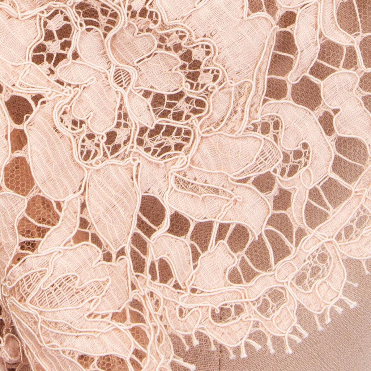 Women's VALENTINO dusty pink wool silk LACE TRIM MIDI Dress 38 XS