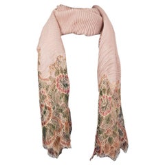 VALENTINO dusty rose cashmere PLISSE & LACE Shawl Scarf