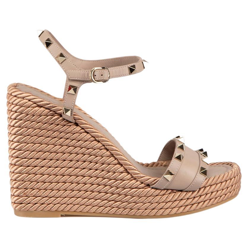 Valentino Dusty Rose Leather Torchon Wedges Size IT 38 For Sale