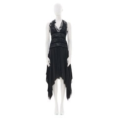 Valentino Early 00's Black Midi Dress with Floral Laced Details