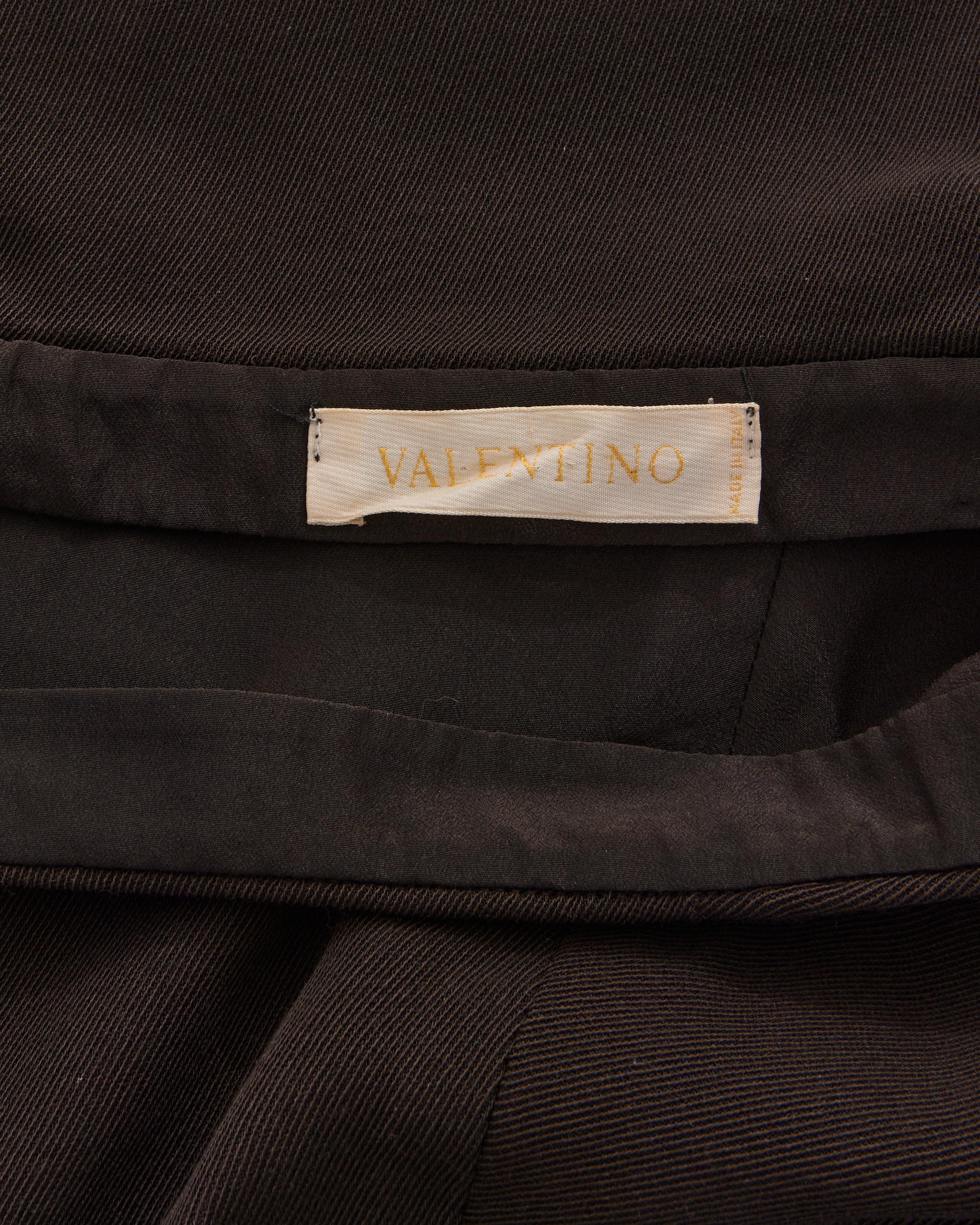 Valentino Early 00's Brown Leather Jacket and Tube Skirt Set For Sale 4