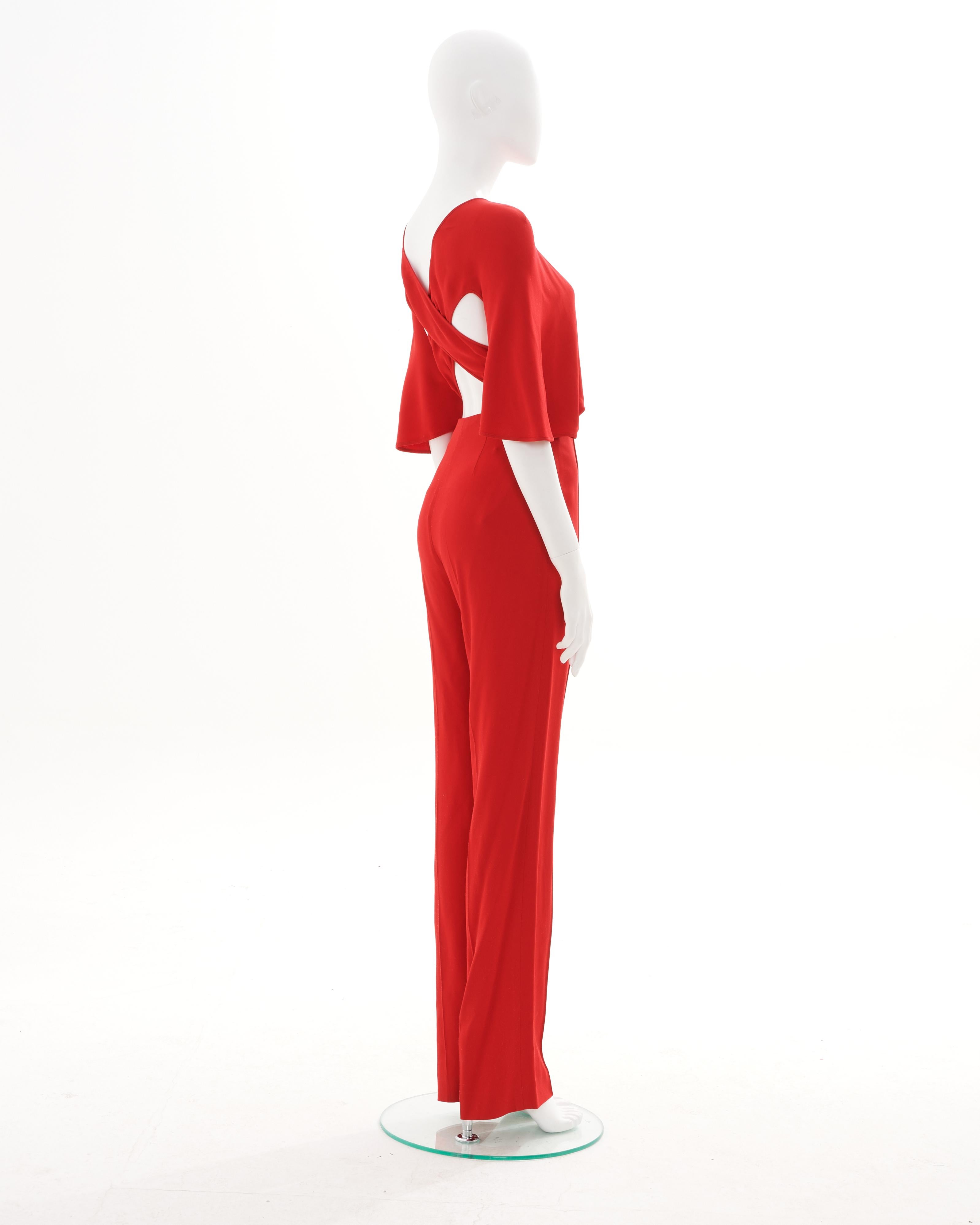 Valentino Early 00's Cross Back Red Jumpsuit Pour femmes en vente