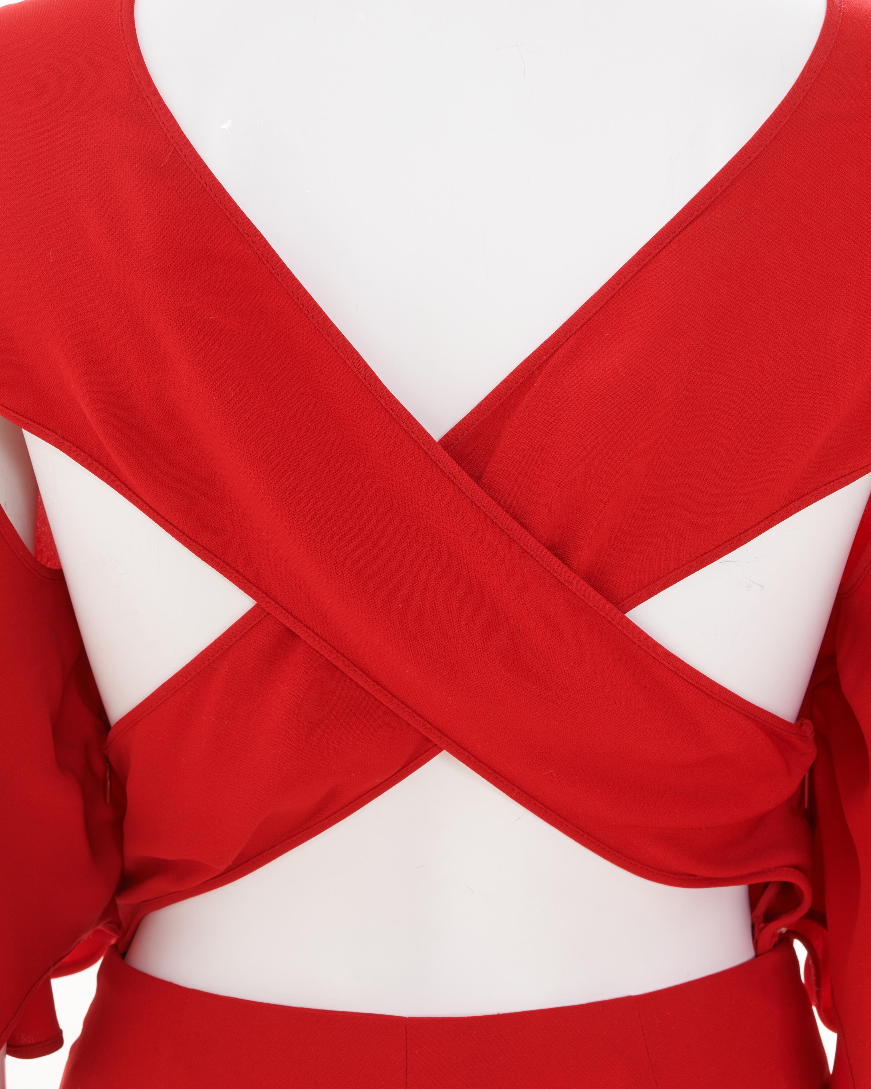 Valentino Early 00's Cross Back Red Jumpsuit en vente 2