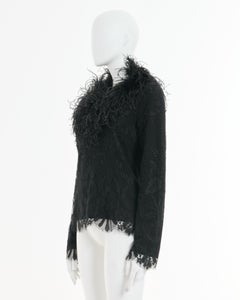 Valentino Early 00's Floral Lace Feather Sweater
