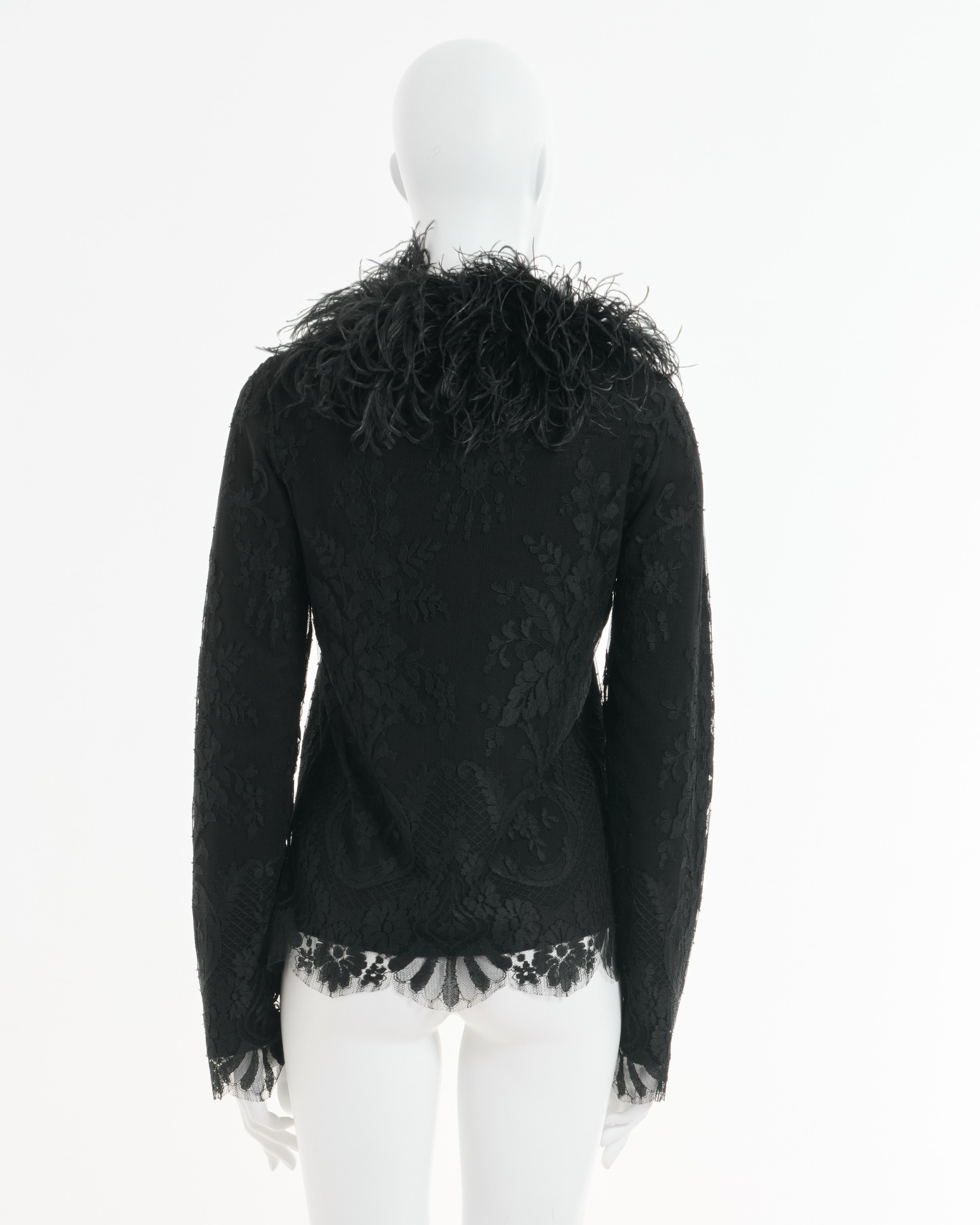 Black Valentino Early 00's Floral Lace Feather Sweater For Sale