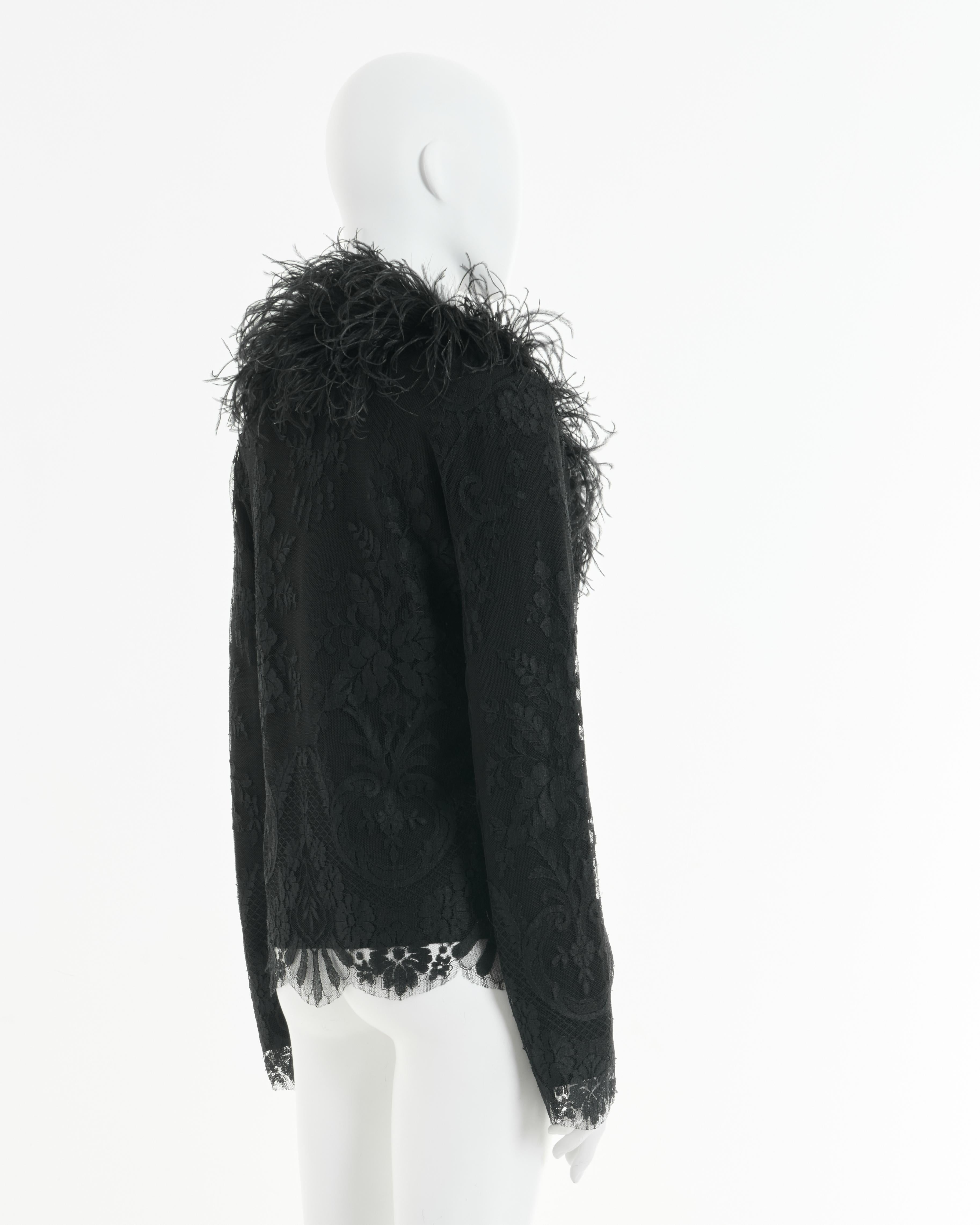 Valentino Early 00's Floral Lace Feather Sweater In Excellent Condition For Sale In Milano, IT
