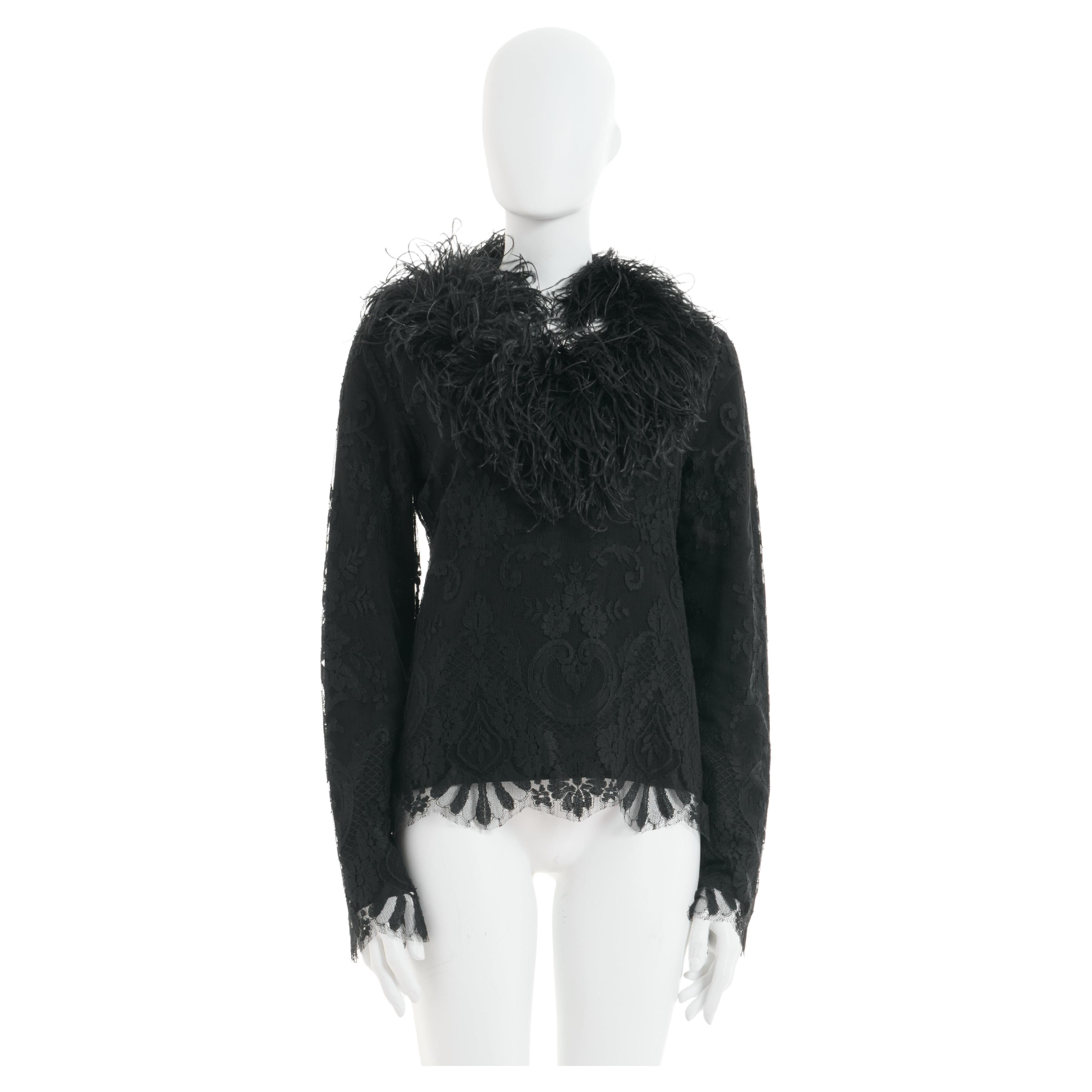 Valentino Early 00's Floral Lace Feather Sweater For Sale