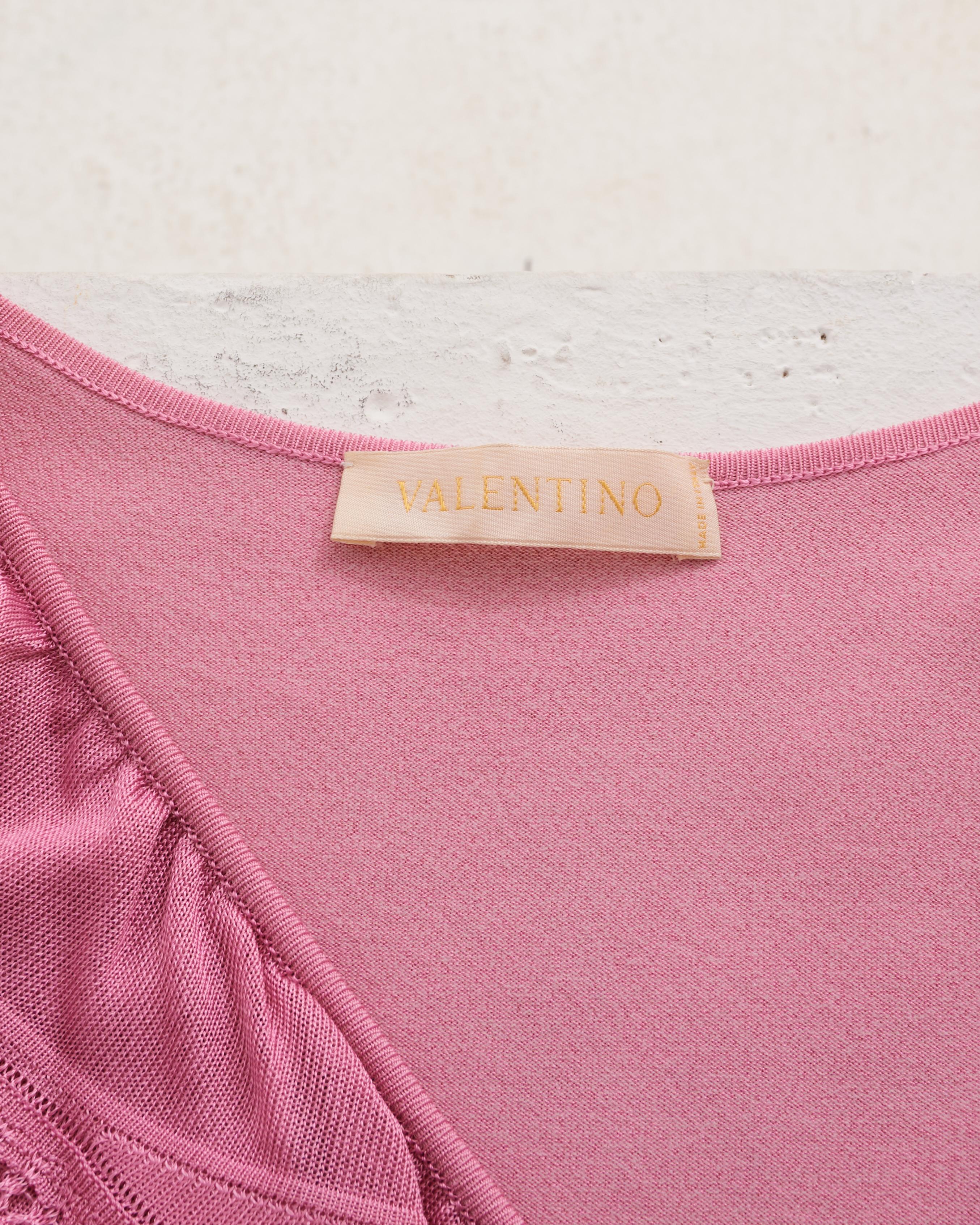 Valentino Early 00's Pink Lace Top and Pants Set For Sale 4