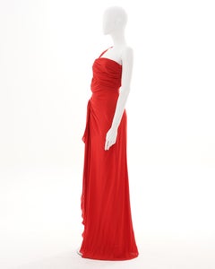 Valentino Early 00's Red Viscosa Long Dress
