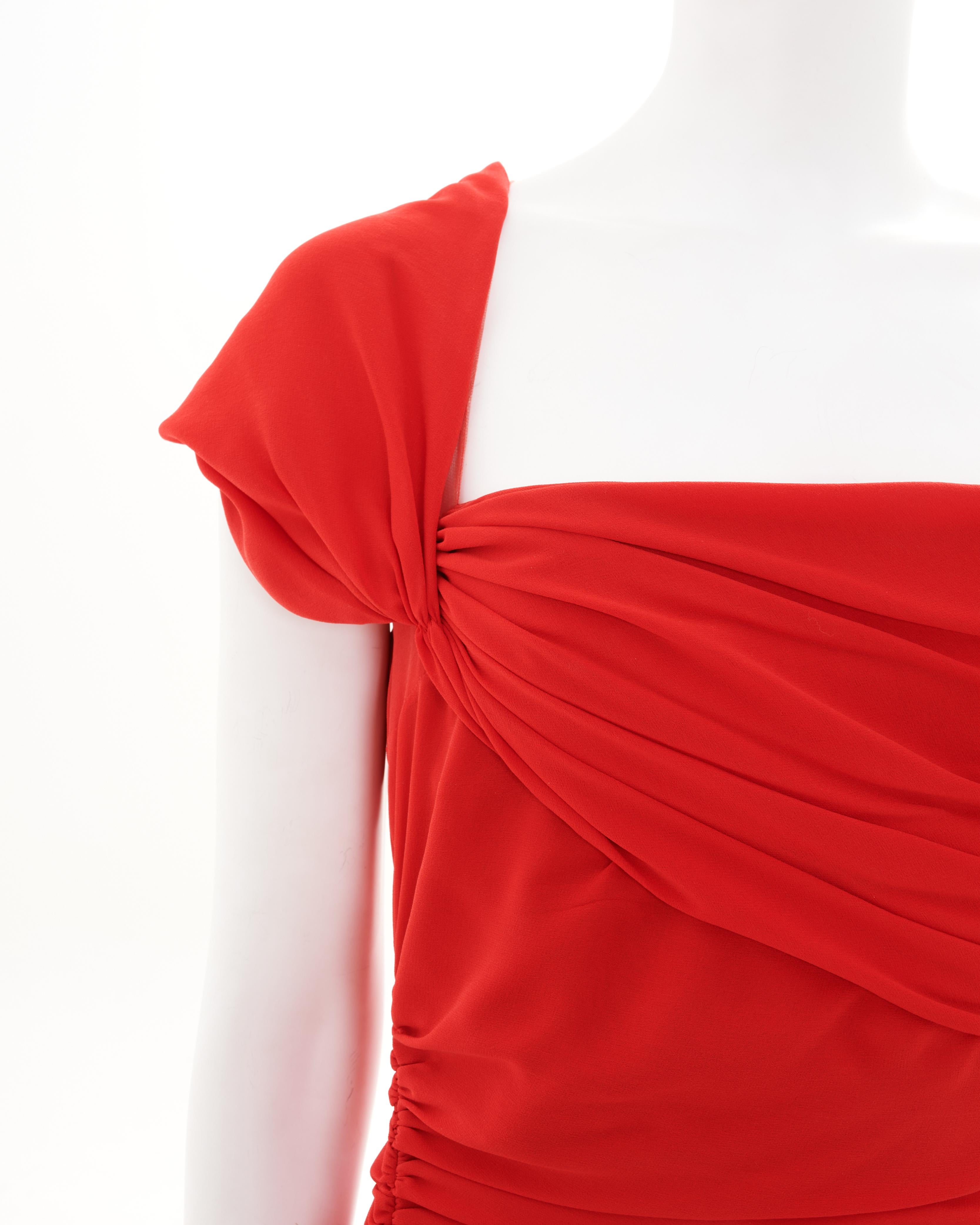 Valentino Early 00's Red Viscose Long Dress For Sale 4