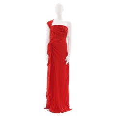 Valentino Early 00's Red Viscose Long Dress