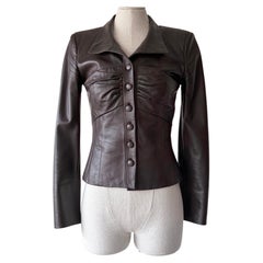 Valentino early 2000s chocolate brown leather jacket