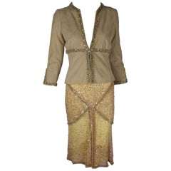 Valentino Early 2000s Embellished Suede & Sequin Two-Piece Set