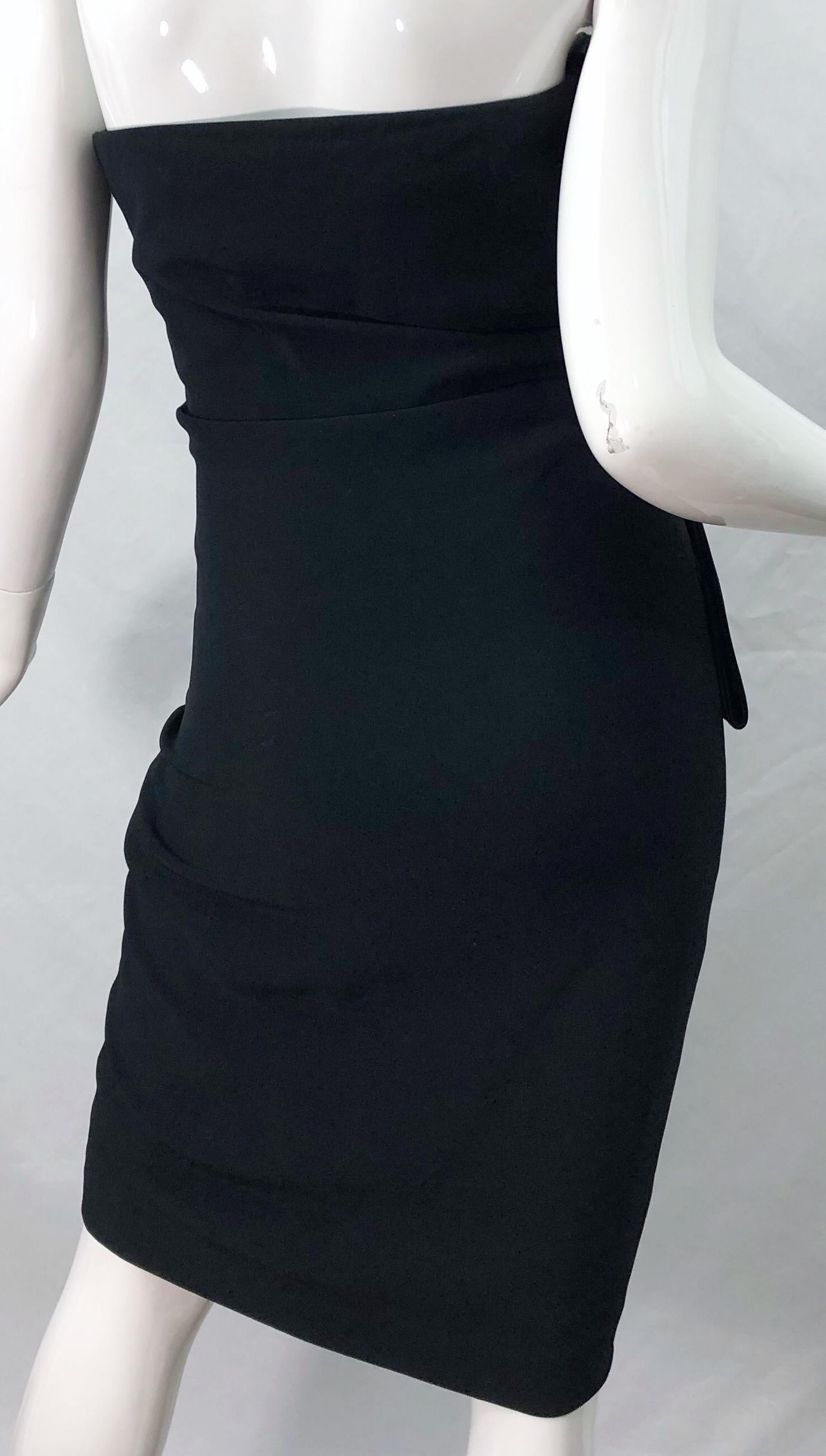 Valentino Early 2000s Size 8 Black Strapless Avant Garde Strapless Dress For Sale 3