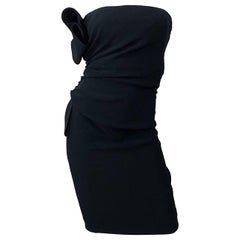 Valentino Early 2000s Size 8 Black Strapless Avant Garde Strapless Dress