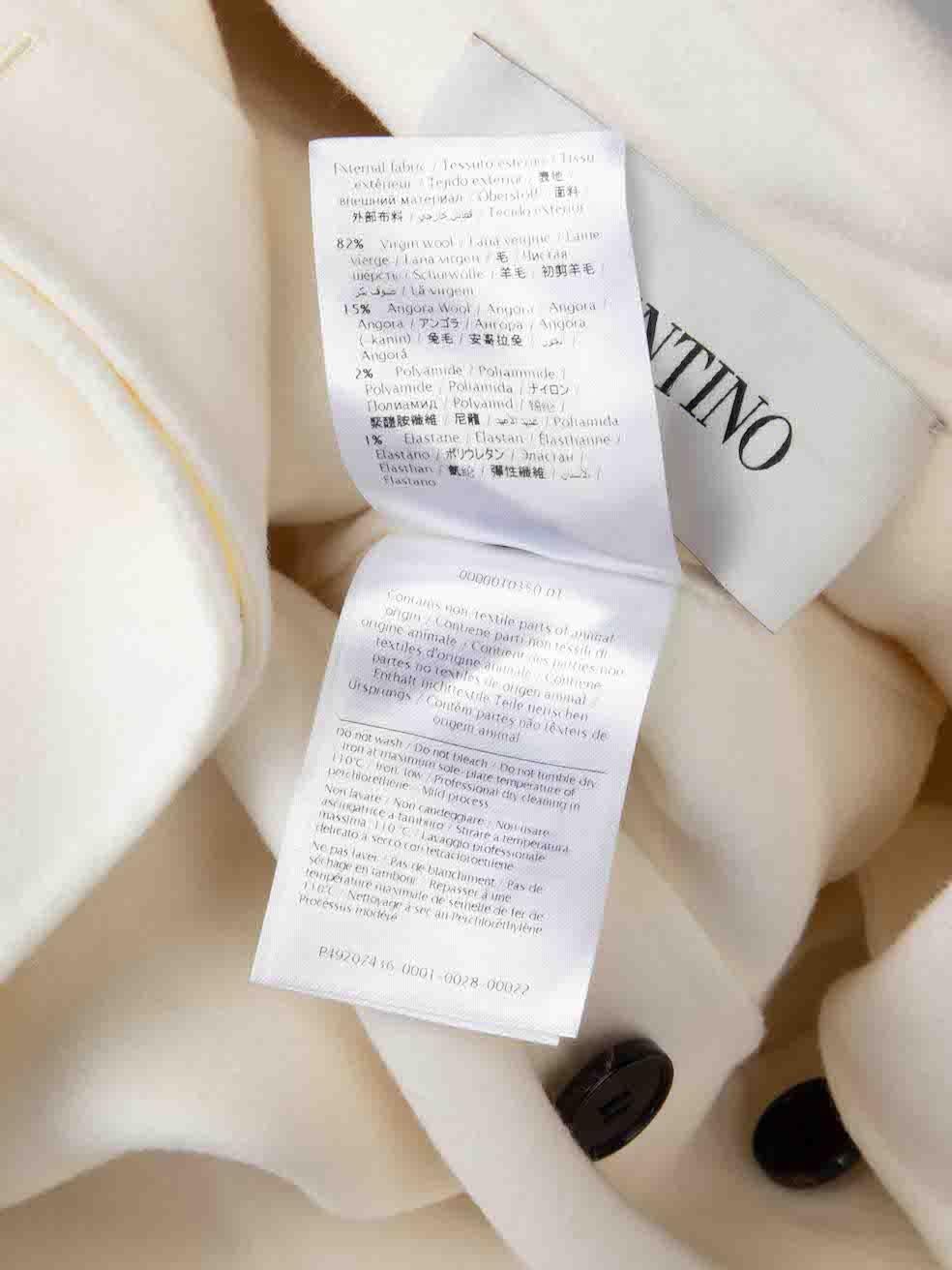 Valentino Ecru Virgin Wool Single Breasted Coat Size L For Sale 1