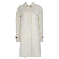 Valentino Ecru Virgin Wool Single Breasted Coat Size L