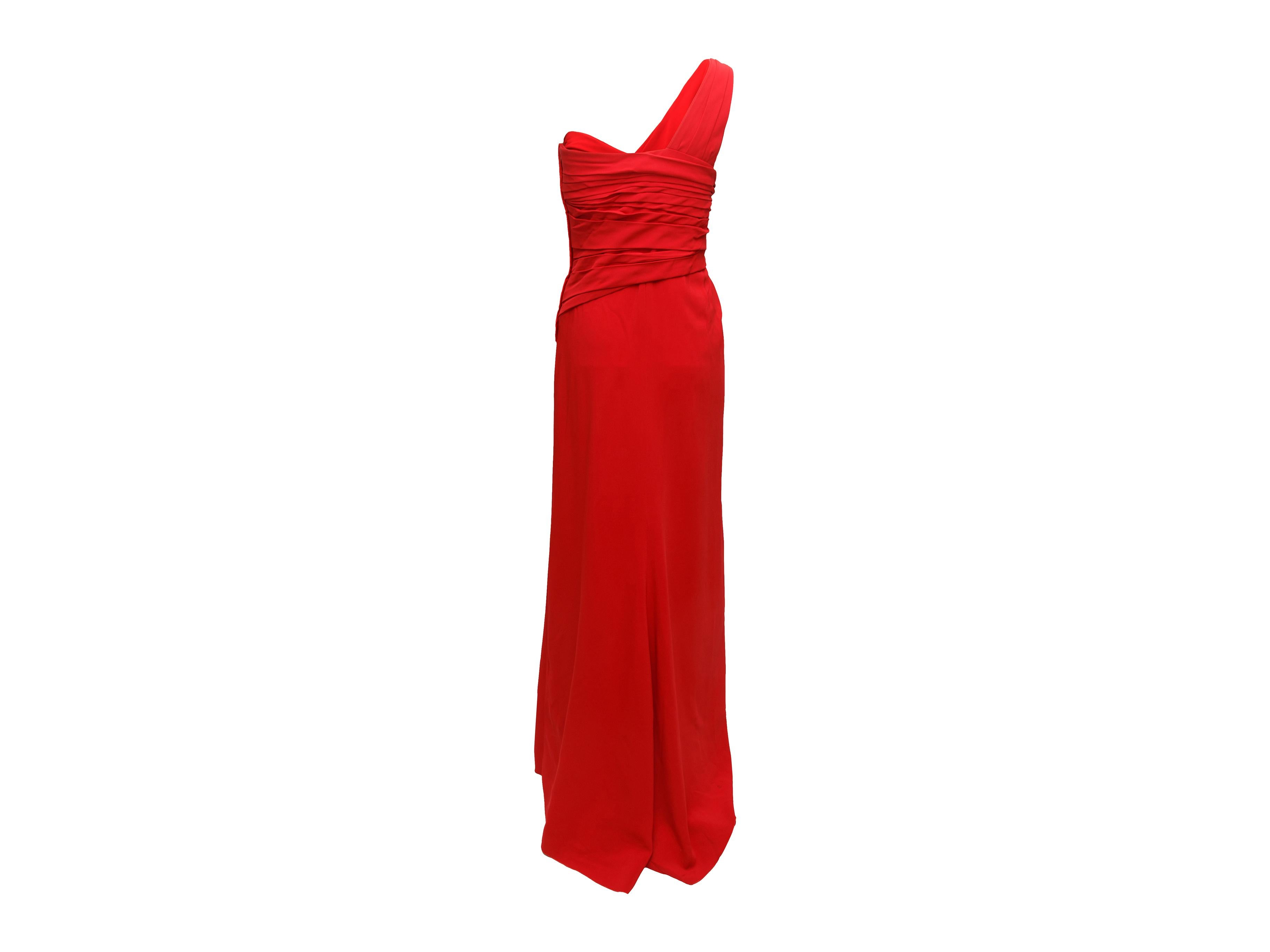 Valentino Edie Falco's Red Asymmetrical Pleated Gown In Good Condition In New York, NY