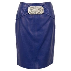 Valentino Electric Blue Leather Skirt