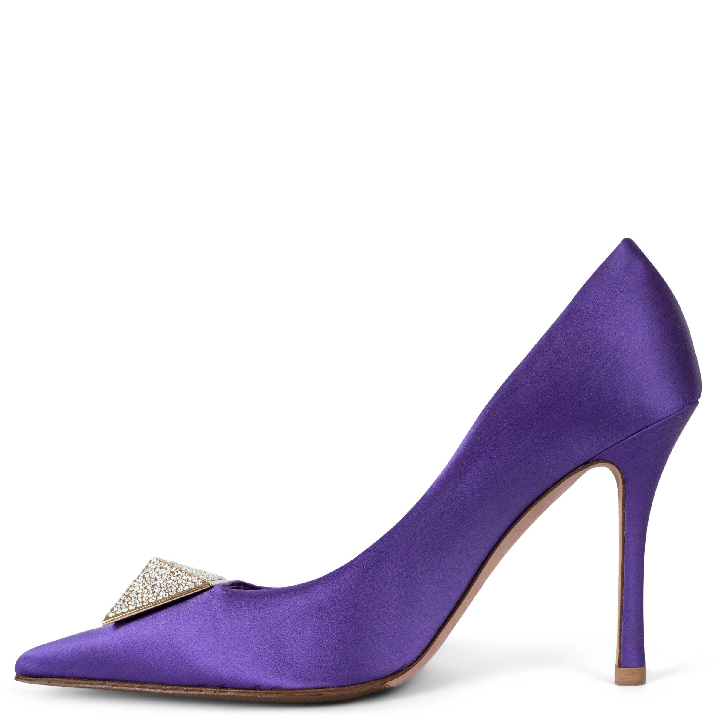 Purple VALENTINO Electric Violet 2022 ONE STUD 100 Satin Pumps Shoes 38 For Sale